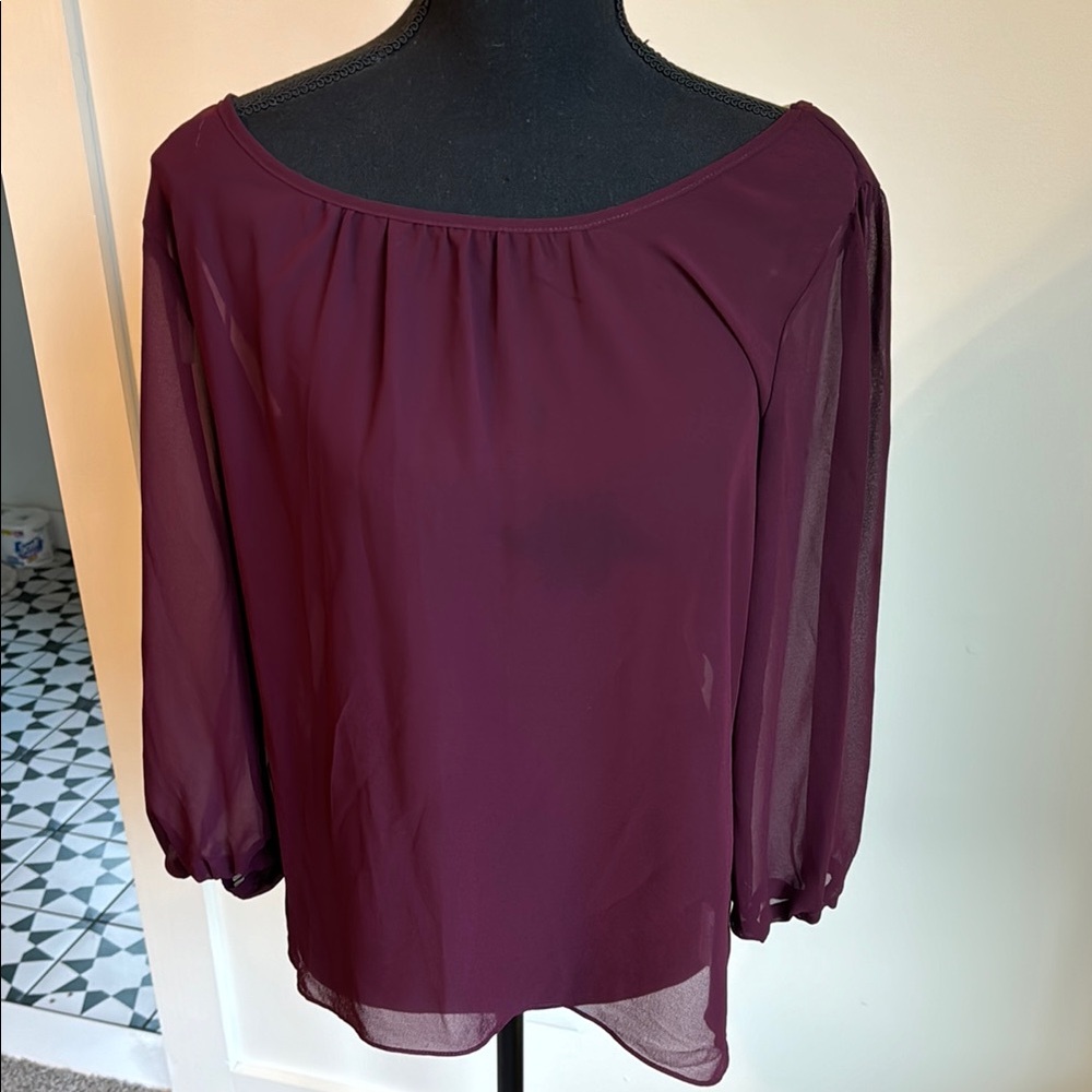 A. Byer Red Relaxed Cuffed Sleeve Blouse